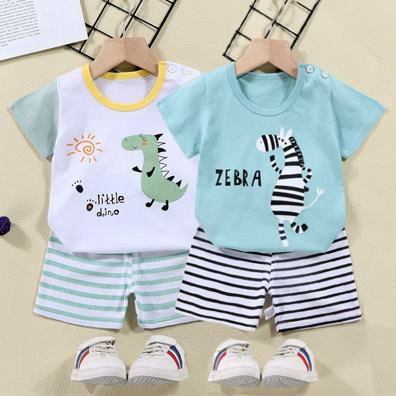 Summer Clothing Baby - Cotton Tees+Shorts 2-piece Tracksuit Set Kid