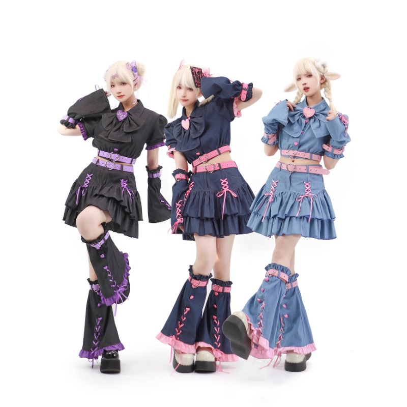 Summer Japanese Clothing - 2024 Denim Sweetheart Y2k Set Japanese