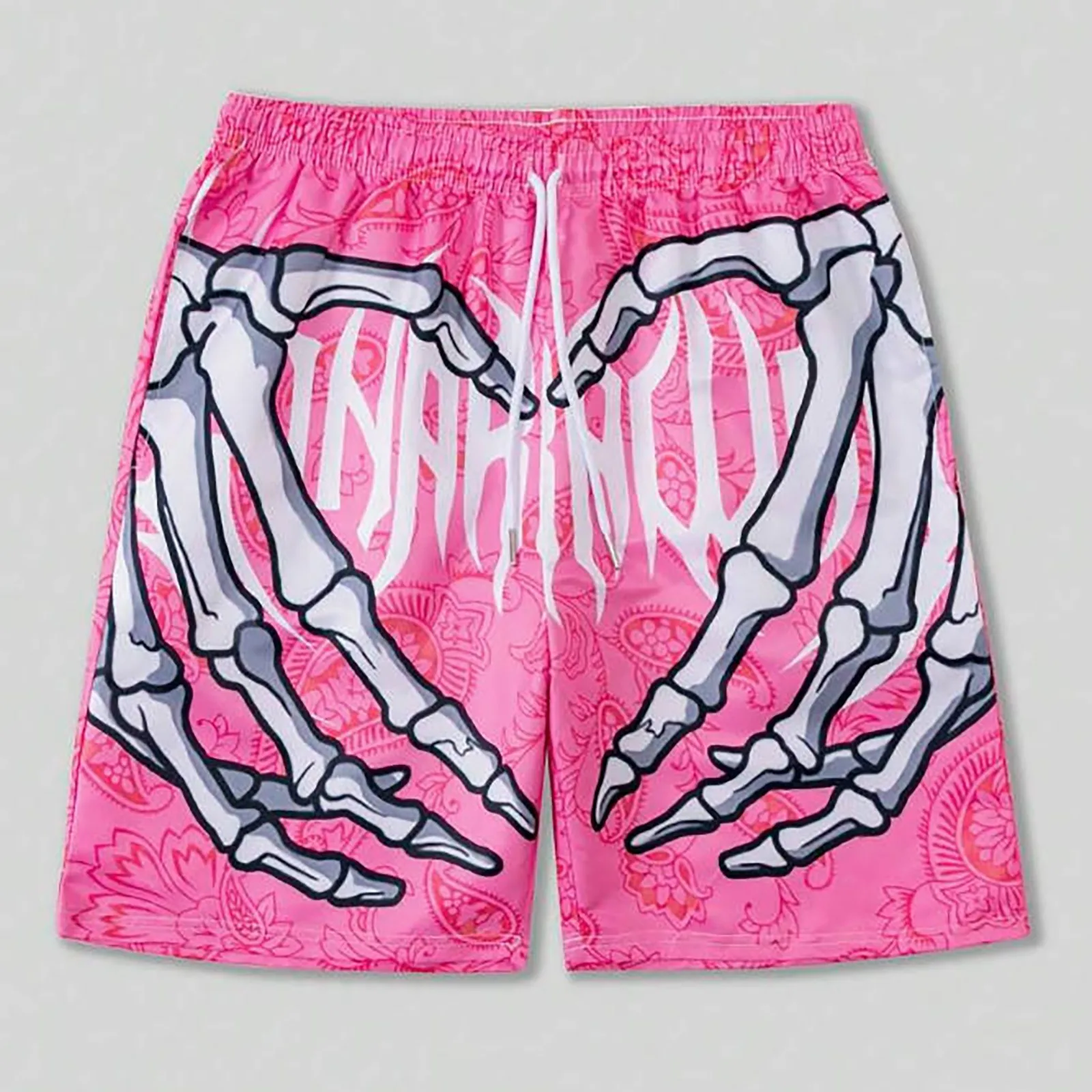 Board Short Surf - Summer Trend Skeleton Hand Graphic Beach