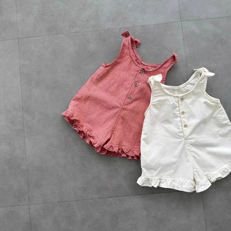 Summer Clothing Baby - HY2831 Girls Summer Romper with Bib