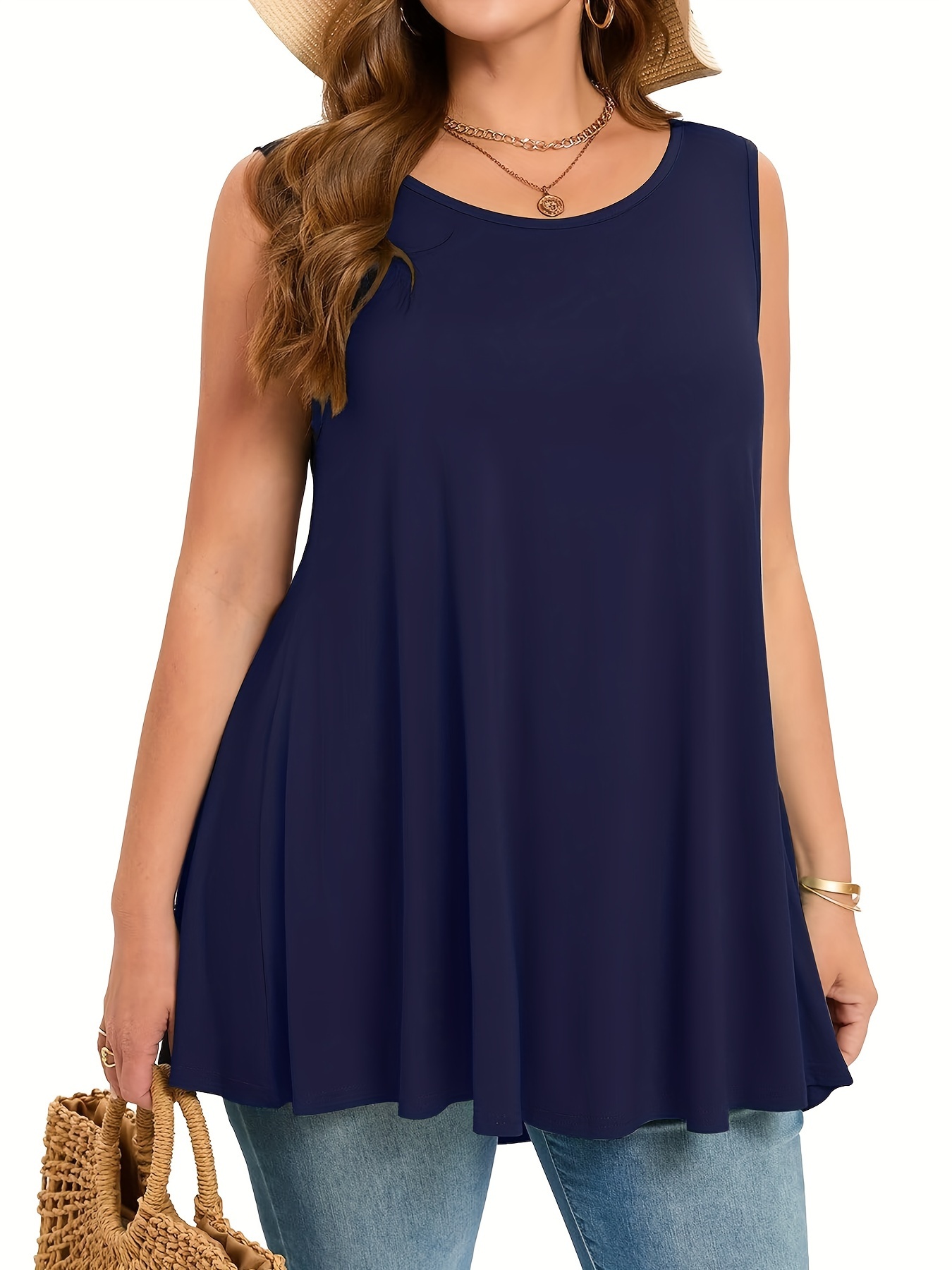 Plus Size Simple Solid Tank To - đánh giá và giá Summer Upf Clothing