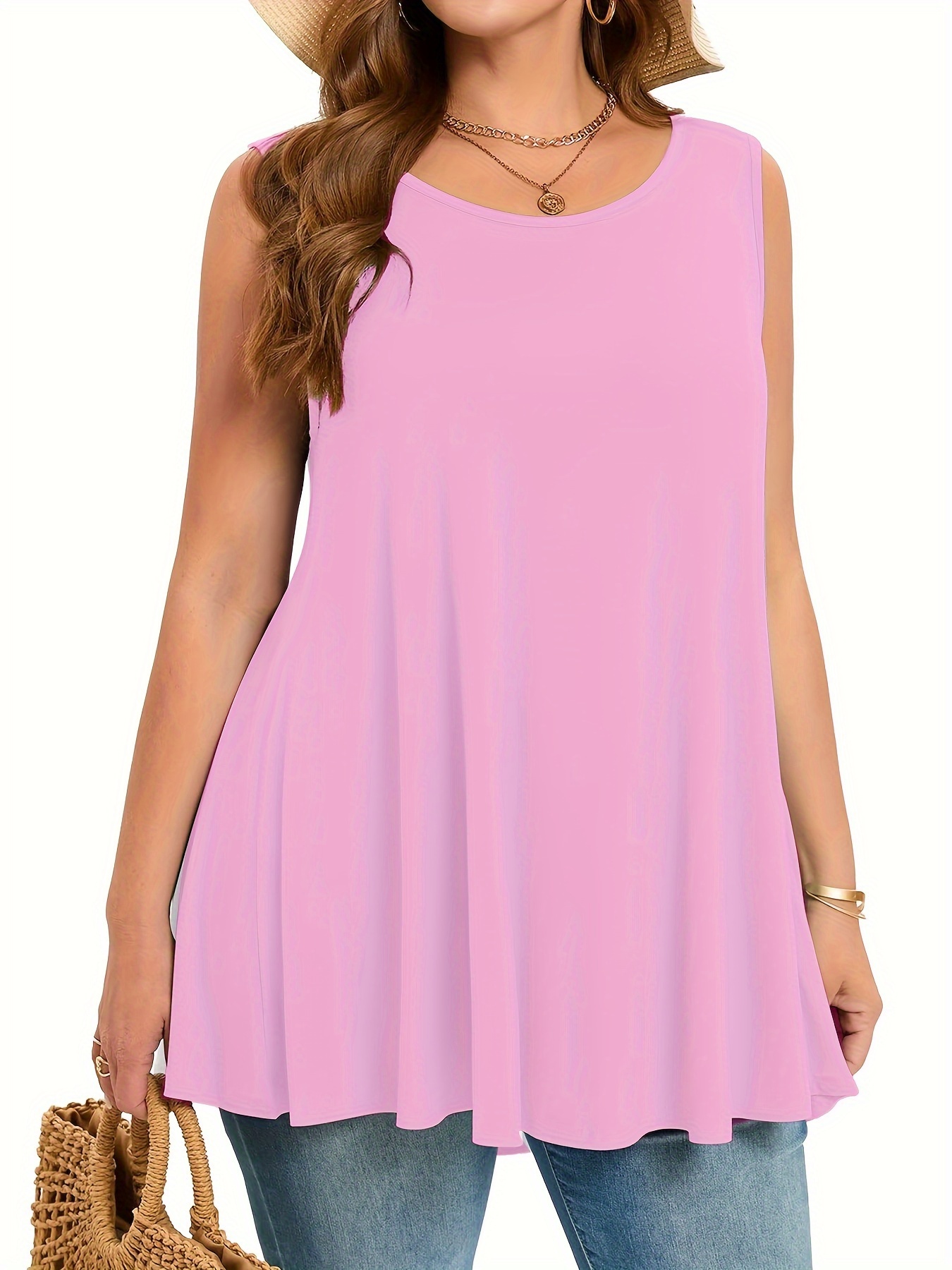 Plus Size Simple Solid Tank To - đánh giá và giá Summer Upf Clothing