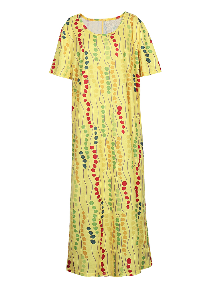 Plus Size Yellow Printed Midi  - đánh giá và giá Summer Upf Clothing