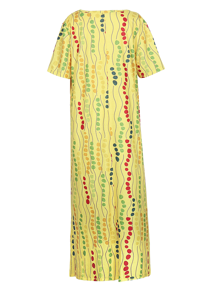 Plus Size Yellow Printed Midi  - đánh giá và giá Summer Upf Clothing